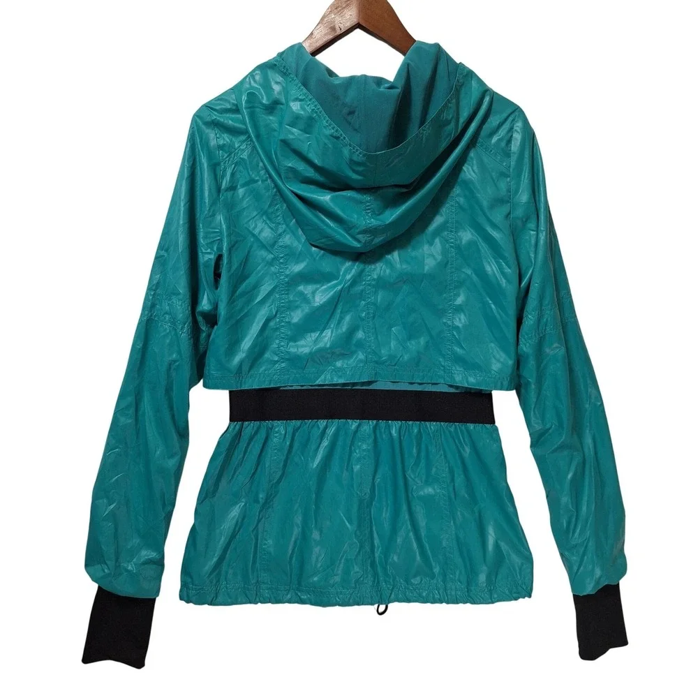 Colosseum Athletics Hooded Windbreaker Womens S Teal Jacket Thumbhole Cuffs Mesh